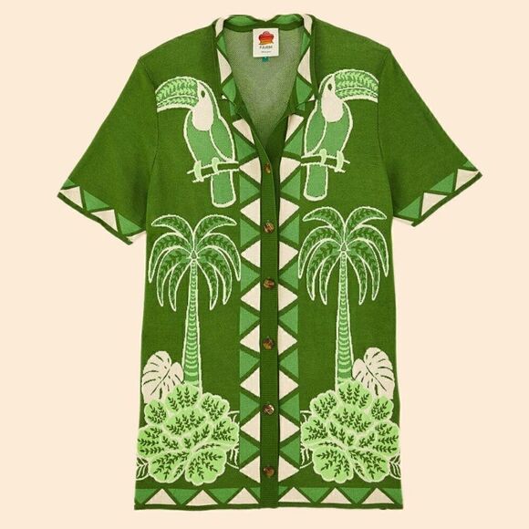 NWT- FARM Rio- Green Summer Sunrise Lenzing Ecovero Viscose Knit Shirt Green, L - Picture 2 of 15